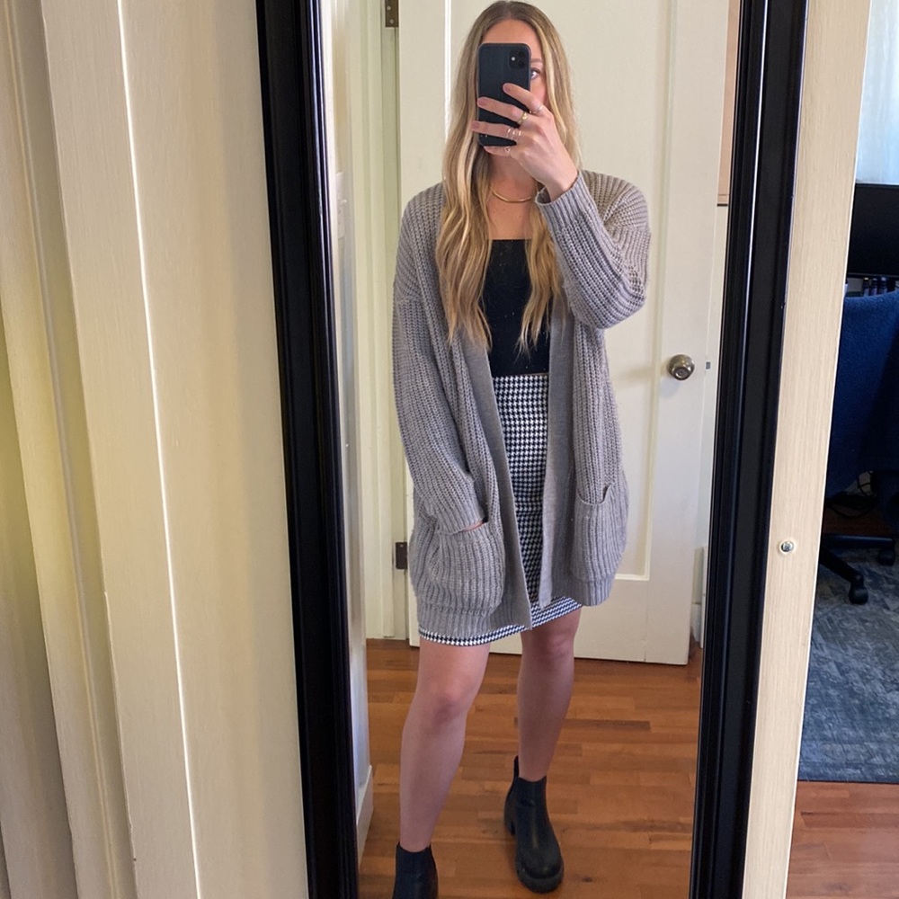Distressed gray cardigan